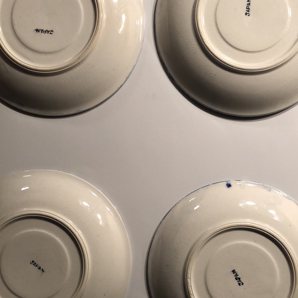 4 Blue and White Saucers Marked China - Picture 4 of 6